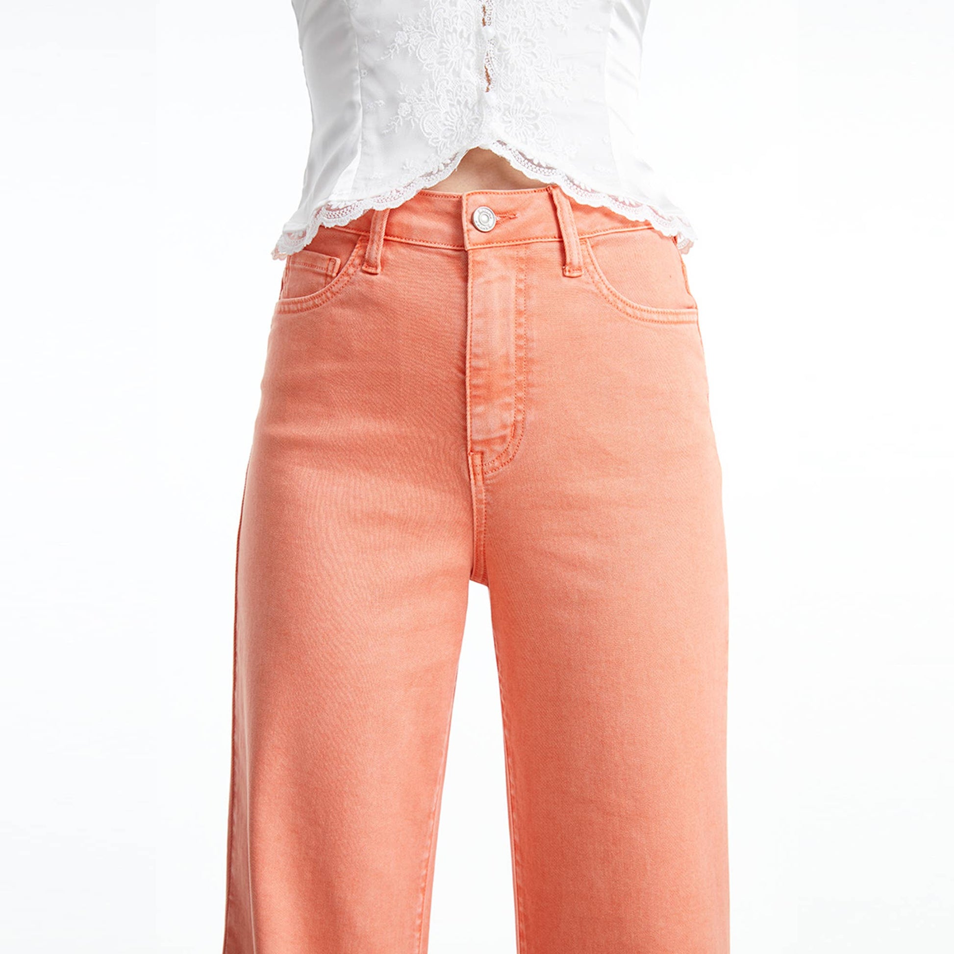 Coral Super High Rise Wide Leg Twill Pants - Purpose + Passion Boutique