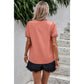 Coral V Neck Contrast Black Trim Blouse - Purpose + Passion Boutique