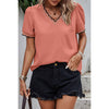 Coral V Neck Contrast Black Trim Blouse - Purpose + Passion Boutique