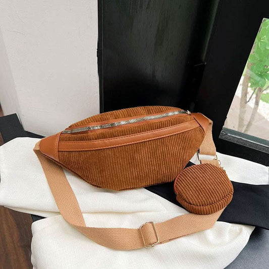 Corduroy Waist Bag with Coin Purse - Purpose + Passion Boutique