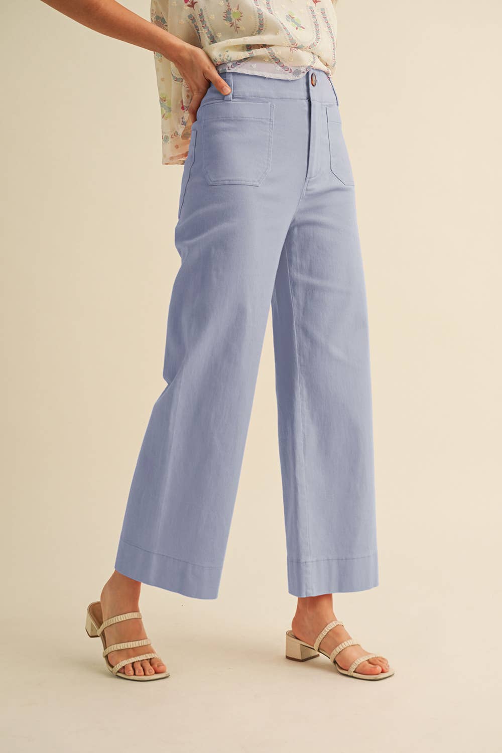 Cornflower Blue High Waisted Cropped Wide Leg Pants - Purpose + Passion Boutique