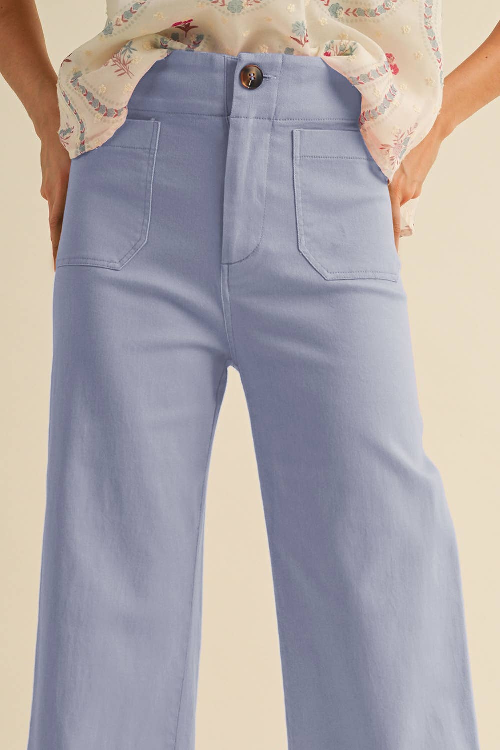 Cornflower Blue High Waisted Cropped Wide Leg Pants - Purpose + Passion Boutique