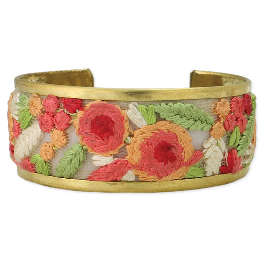 Cottage Craft Floral Embroidered Cuff Bracelet - Purpose + Passion Boutique