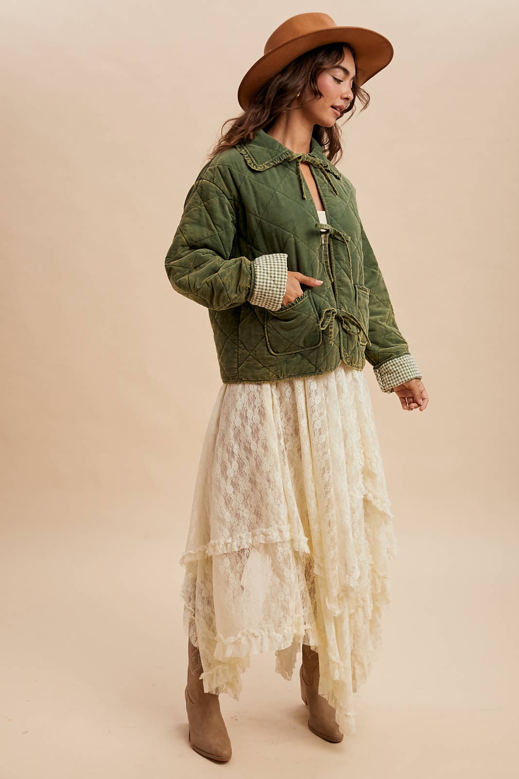 Cottage Green Washed Quilted Corduroy Jacket - Purpose + Passion Boutique