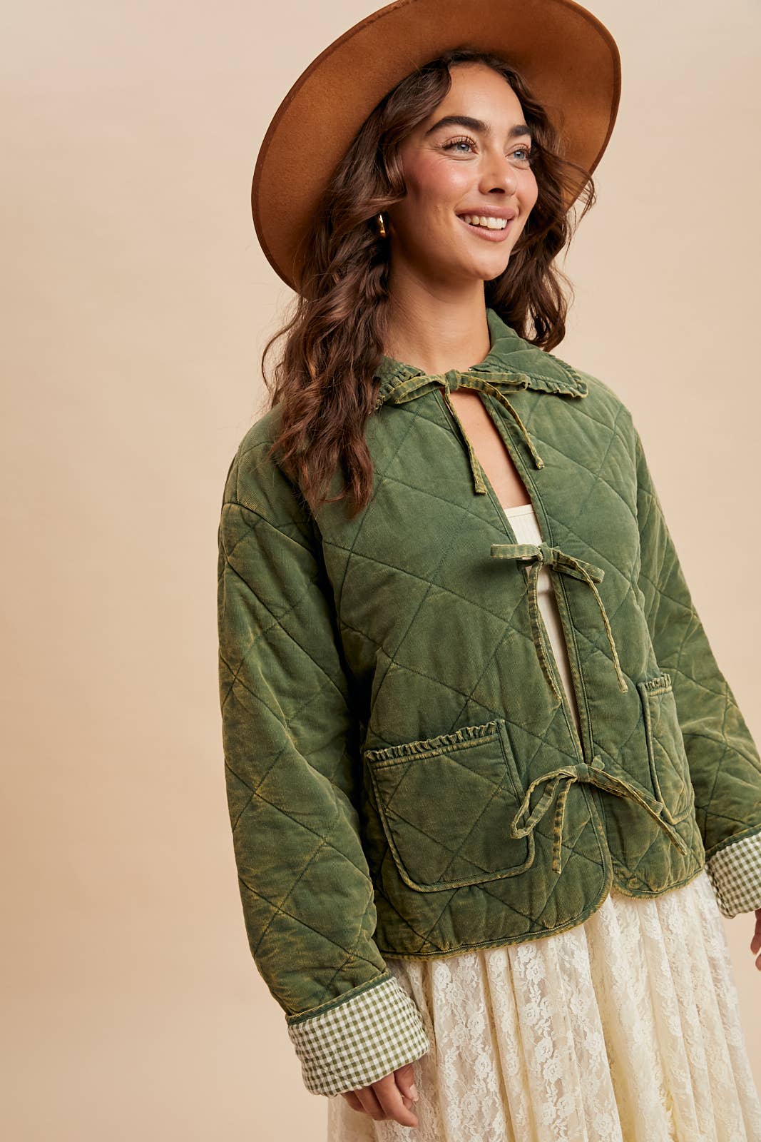 Cottage Green Washed Quilted Corduroy Jacket - Purpose + Passion Boutique