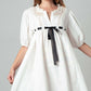Cotton Lace Trim Ivory Empire Waist Mini Dress - Purpose + Passion Boutique