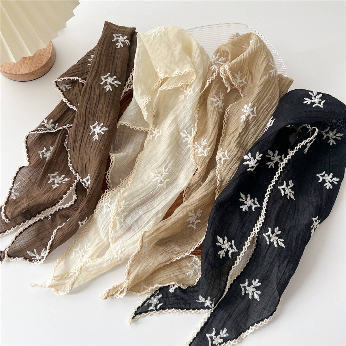 Cotton & Linen Lace Triangle Scarf - Purpose + Passion Boutique