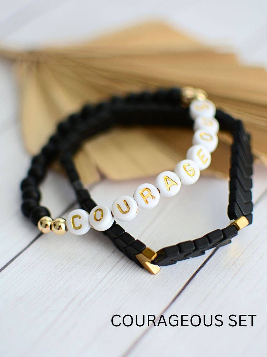 COURAGEOUS Stretch Bracelet Set - Purpose + Passion Boutique