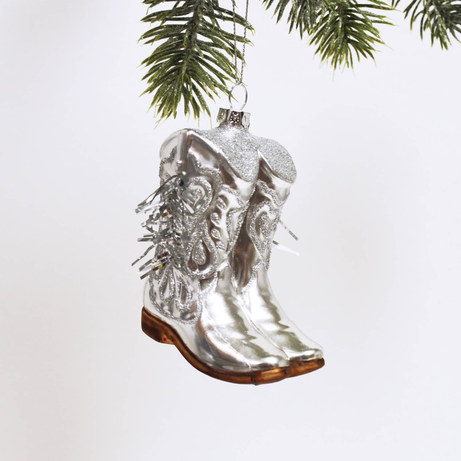Cowboy Boot Boxed Glass Ornament - Purpose + Passion Boutique