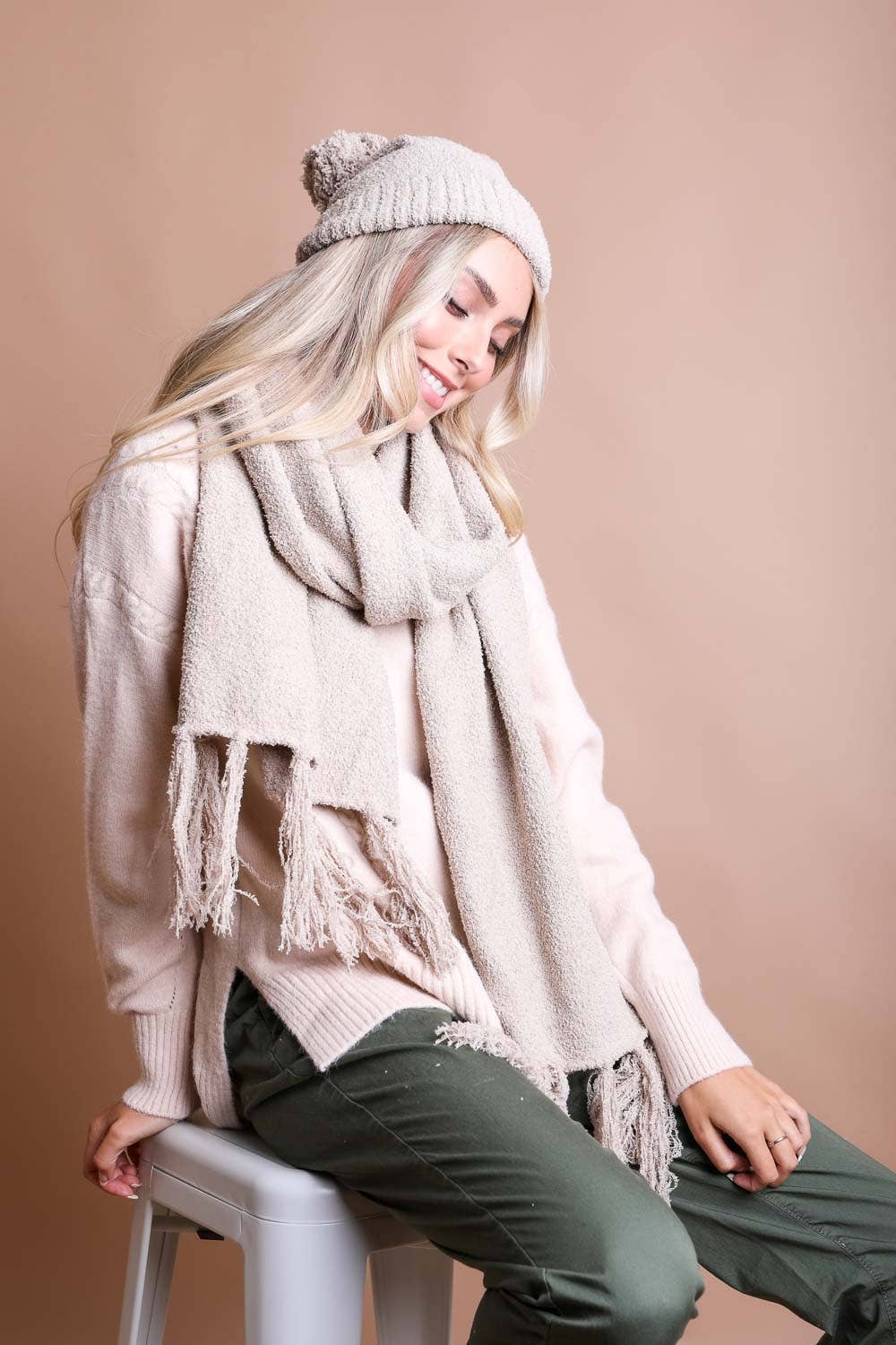 Cozy Boucle Pom Beanie - Purpose + Passion Boutique