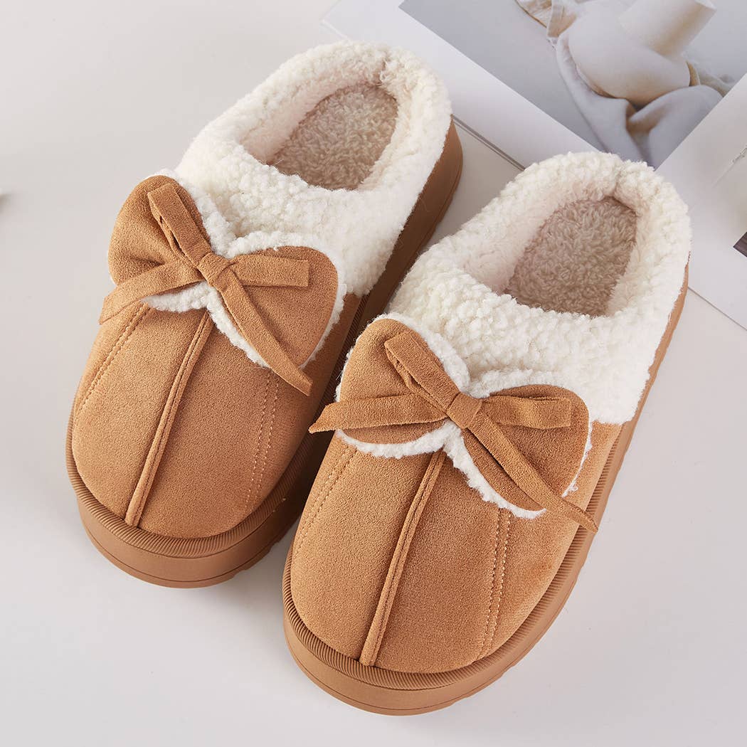 Cozy Faux Fur Lined Bow Slippers - Purpose + Passion Boutique