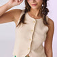 Cream Audrey Sleeveless Button Up Top - Purpose + Passion Boutique