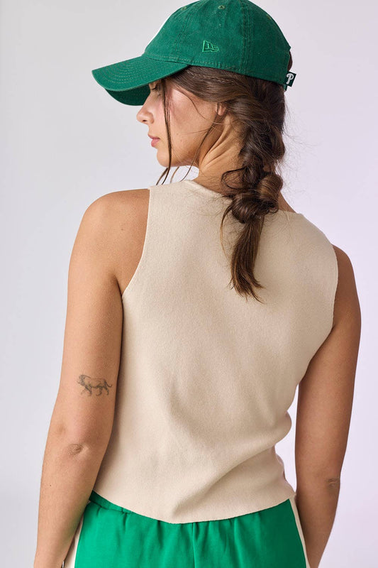 Cream Audrey Sleeveless Button Up Top - Purpose + Passion Boutique