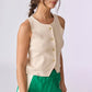 Cream Audrey Sleeveless Button Up Top - Purpose + Passion Boutique