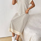 Cream + Black Casual Striped V - Neck Dress - Purpose + Passion Boutique