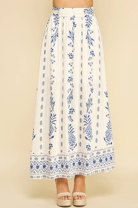 Cream & Blue Italy A - Line Skirt - Purpose + Passion Boutique