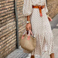 Cream + Brown Patterned Button Down Long Length Dress - Purpose + Passion Boutique