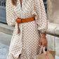 Cream + Brown Patterned Button Down Long Length Dress - Purpose + Passion Boutique