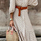 Cream + Brown Patterned Button Down Long Length Dress - Purpose + Passion Boutique