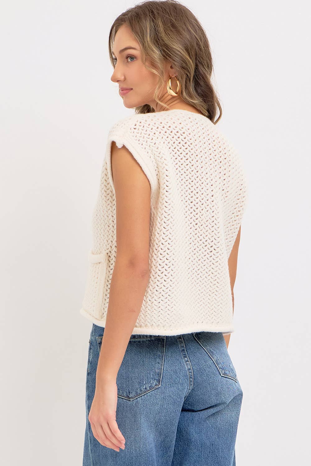 Cream Button Knit Sweater - Purpose + Passion Boutique