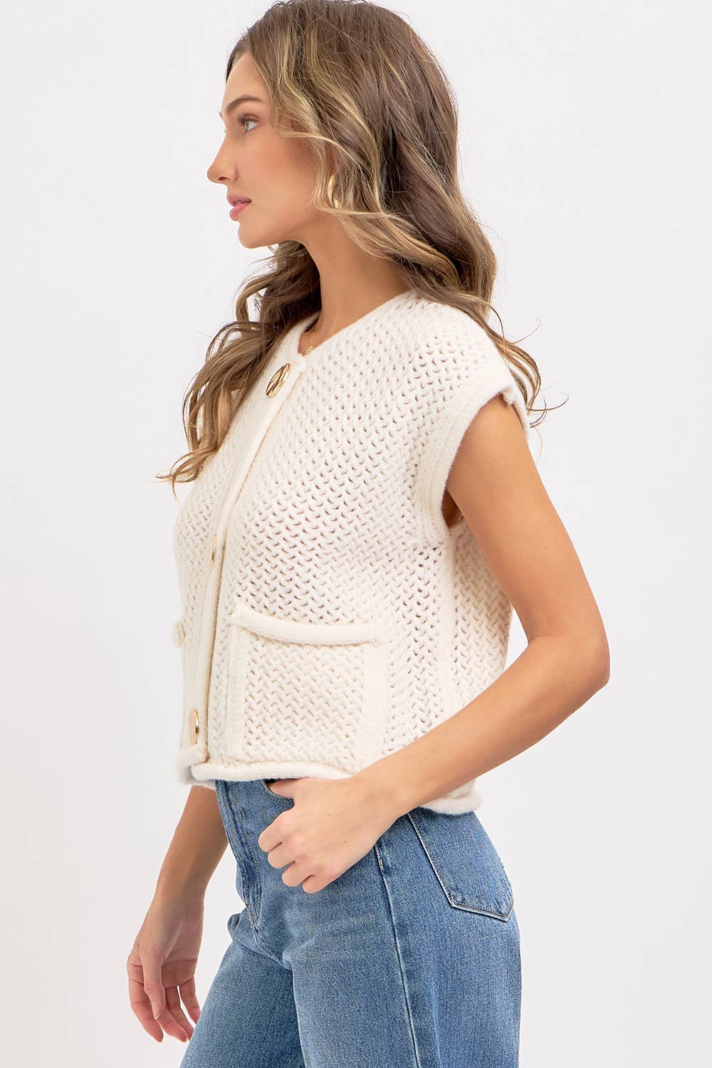Cream Button Knit Sweater - Purpose + Passion Boutique