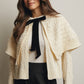 Cream Cable Knit Capelet Cardigan with Velvet Bow - Purpose + Passion Boutique