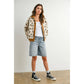 Cream / Camel Floral Collared Button - Down Jacket - Purpose + Passion Boutique