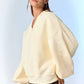 Cream Mila Oversized V - Neck Sweatshirt - Purpose + Passion Boutique