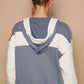 Cream + Navy Long Sleeve Quilting Embroidery Hoodie Jacket - Purpose + Passion Boutique