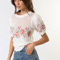 Cream Puff Sleeve Embordered Crochet Top - Purpose + Passion Boutique