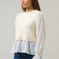 Cream Ruffle Sweater Vest Top - Purpose + Passion Boutique