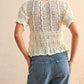 Cream Short Sleeve Lace Blouse - Purpose + Passion Boutique