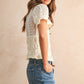 Cream Short Sleeve Lace Blouse - Purpose + Passion Boutique