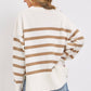 Cream Taupe Pullover Striped Knit Sweater - Purpose + Passion Boutique