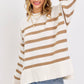 Cream Taupe Pullover Striped Knit Sweater - Purpose + Passion Boutique