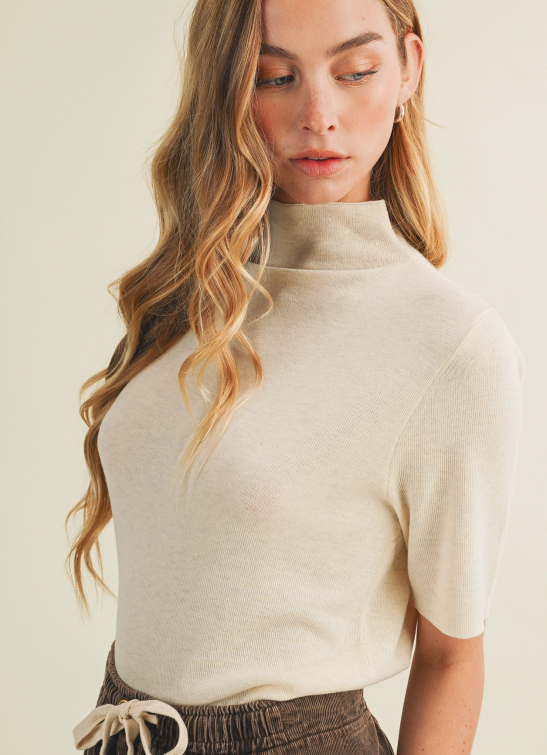Mock-Neck Fine-Gauge Knit Pullover