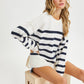 Cream/Navy Striped Oversized Pullover - Purpose + Passion Boutique