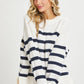 Cream/Navy Striped Oversized Pullover - Purpose + Passion Boutique