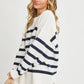 Cream/Navy Striped Oversized Pullover - Purpose + Passion Boutique