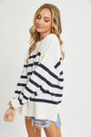 Cream/Navy Striped Oversized Pullover - Purpose + Passion Boutique