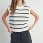 Crew Neck Striped Knit Tank Top - Purpose + Passion Boutique