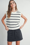 Crew Neck Striped Knit Tank Top - Purpose + Passion Boutique
