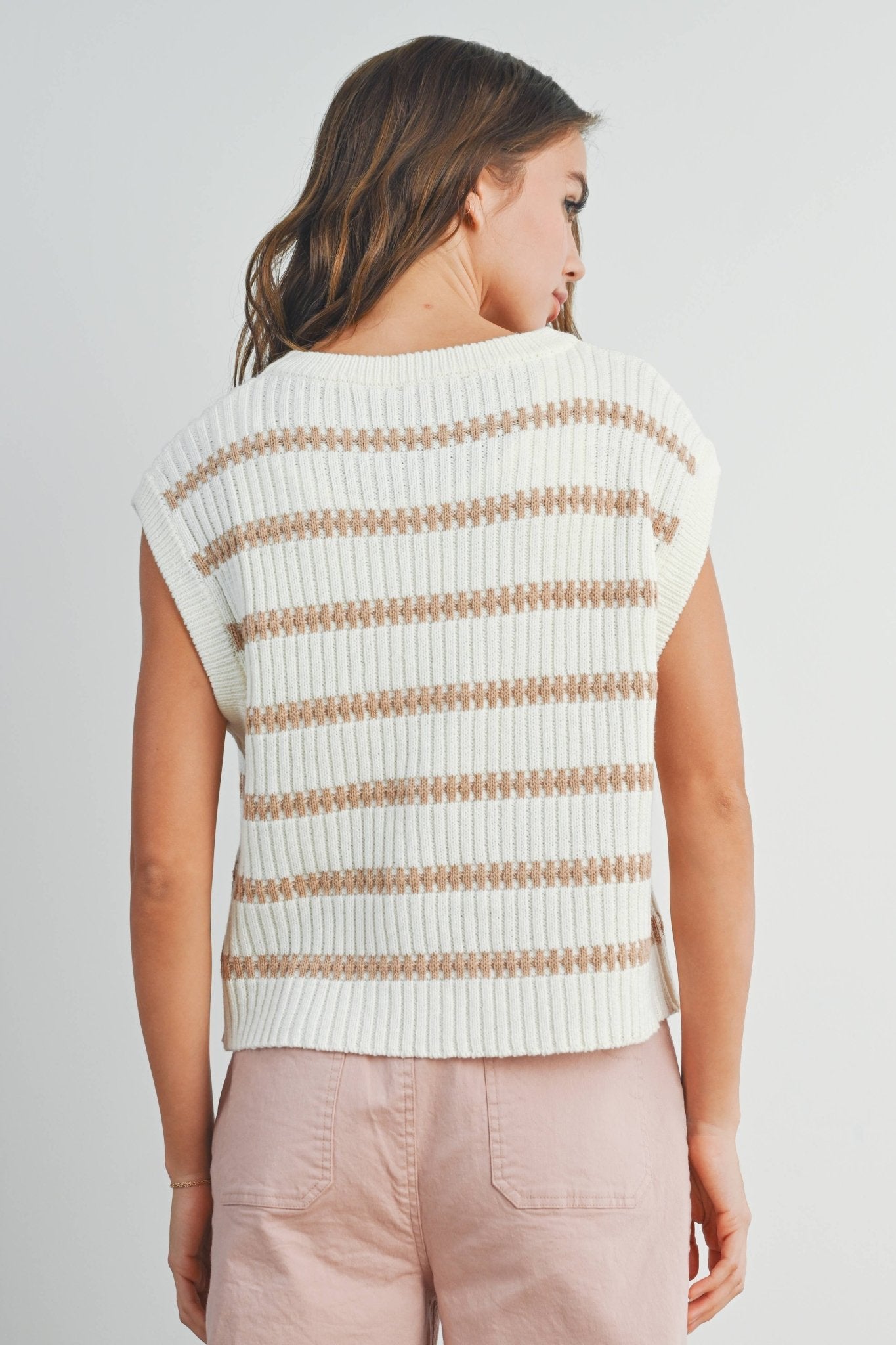 Crew Neck Striped Knit Tank Top - Purpose + Passion Boutique