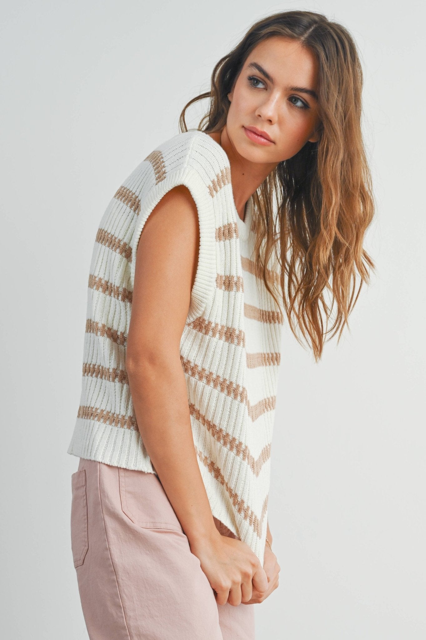 Crew Neck Striped Knit Tank Top - Purpose + Passion Boutique