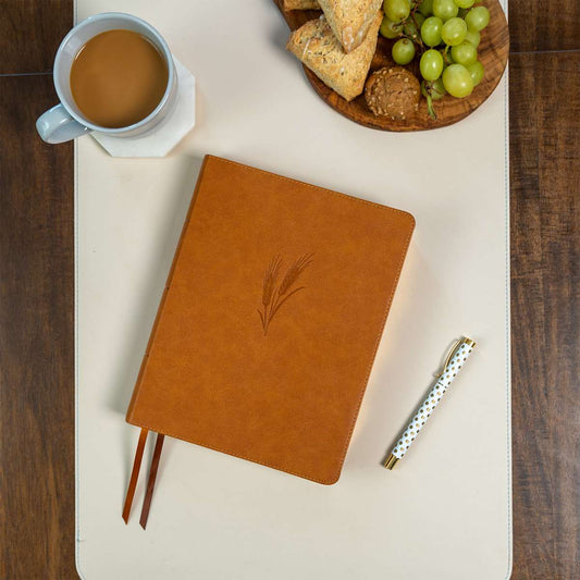 CSB Notetaking Bible Large Print Camel LeatherTouch - Purpose + Passion Boutique