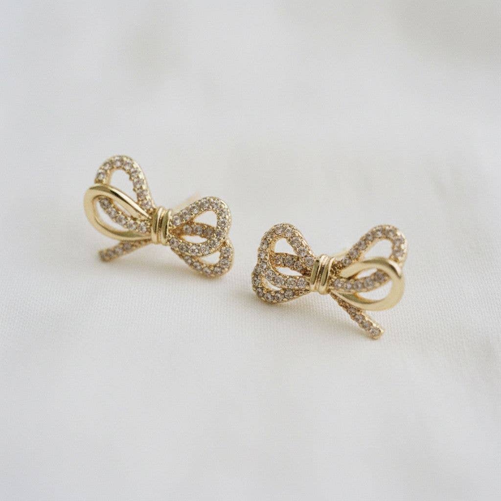 Cubic Zirconia Knot Bow Stud Earrings - Purpose + Passion Boutique