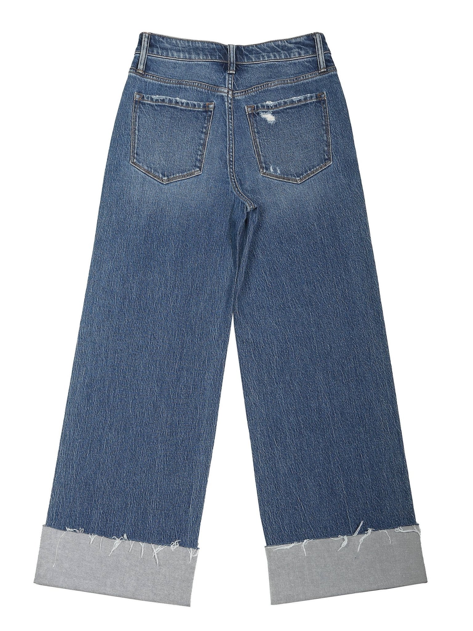 Cuffed Ankle High Rise Medium Dark Wash Jean - Purpose + Passion Boutique