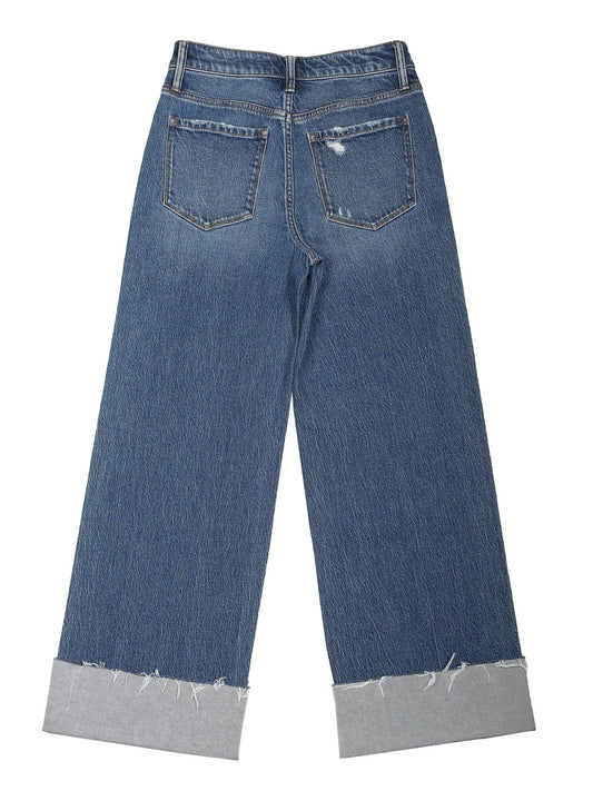 Cuffed Ankle High Rise Medium Dark Wash Jean - Purpose + Passion Boutique