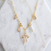 CZ, Opalite, Pearl, Bow Charm Necklace - Purpose + Passion Boutique