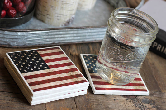 Rustic American Flag Coaster